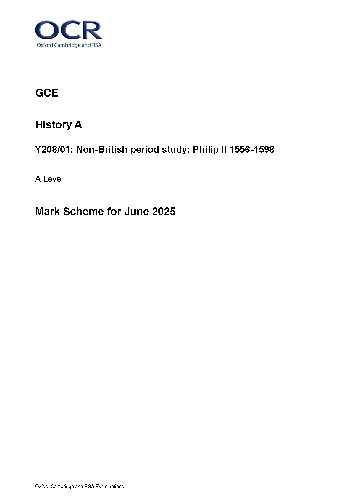 OCR A Level History A Philip II 2025 Mark Scheme IMG-1