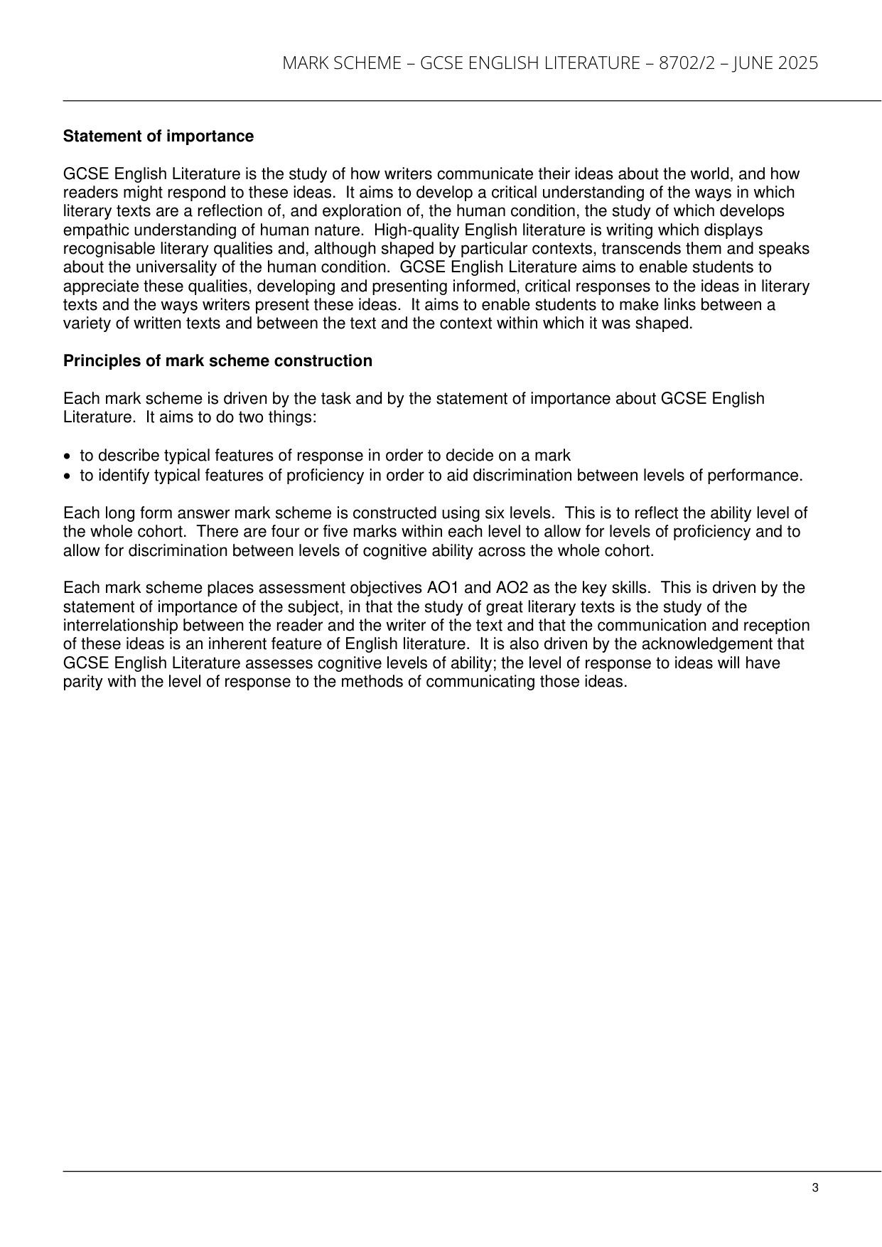 AQA GCSE English Literature Paper 2 2025 Mark Scheme IMG-3