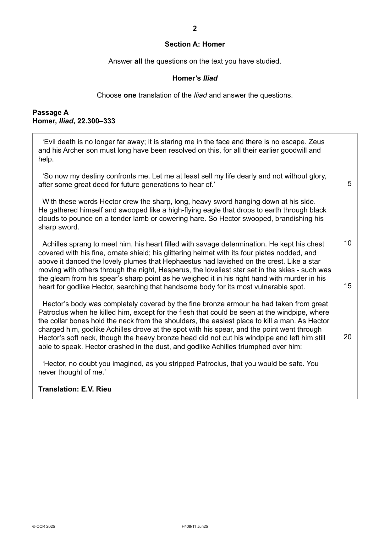 OCR A Level Classical Civilisation Paper 11 QP