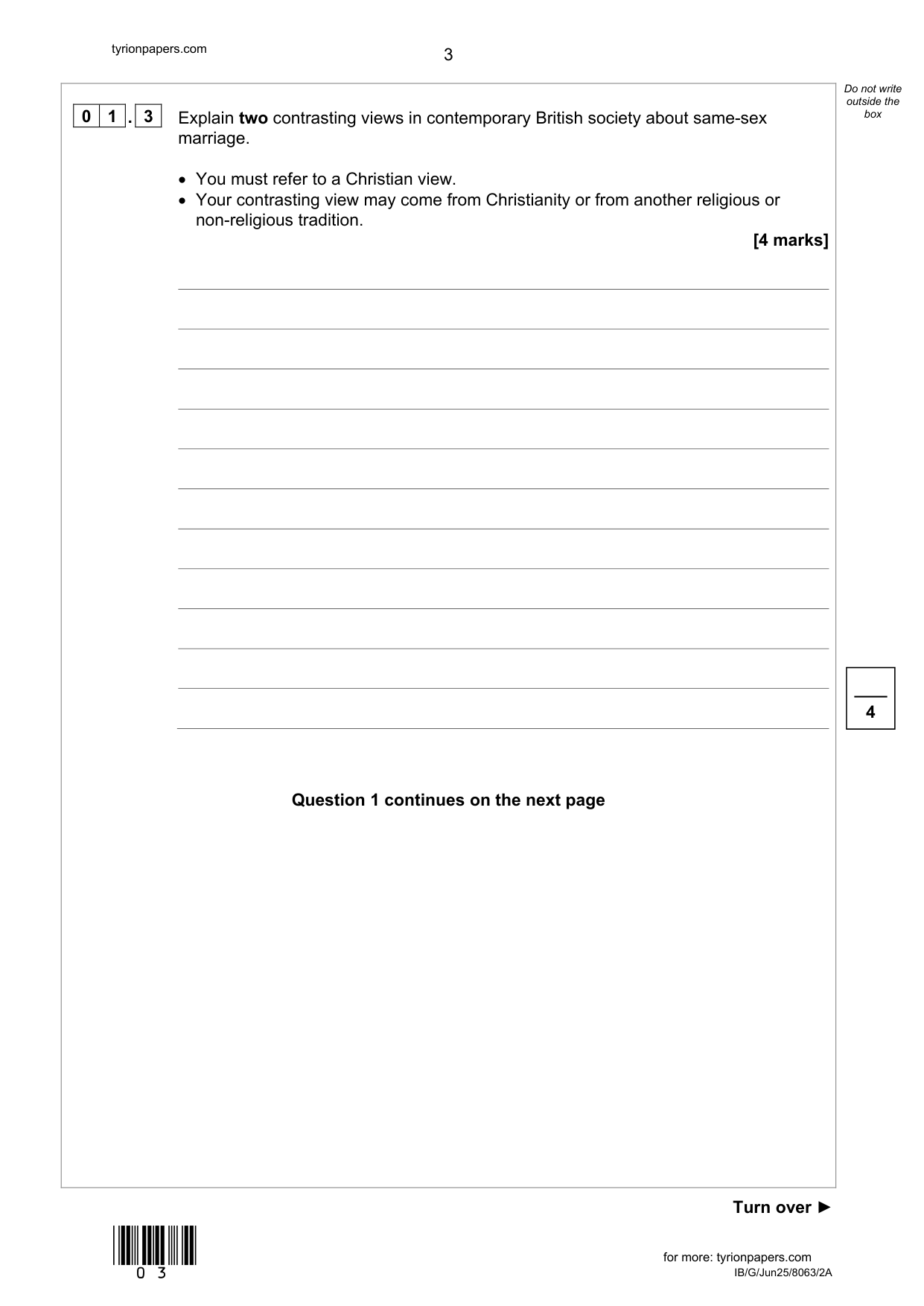 AQA GCSE Religious Studies B Paper 2A 2025 Question Paper IMG-3