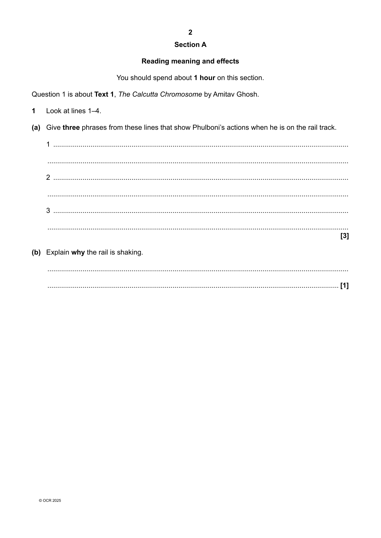 OCR GCSE English Language Paper 2 2025 Question Paper, OCR E