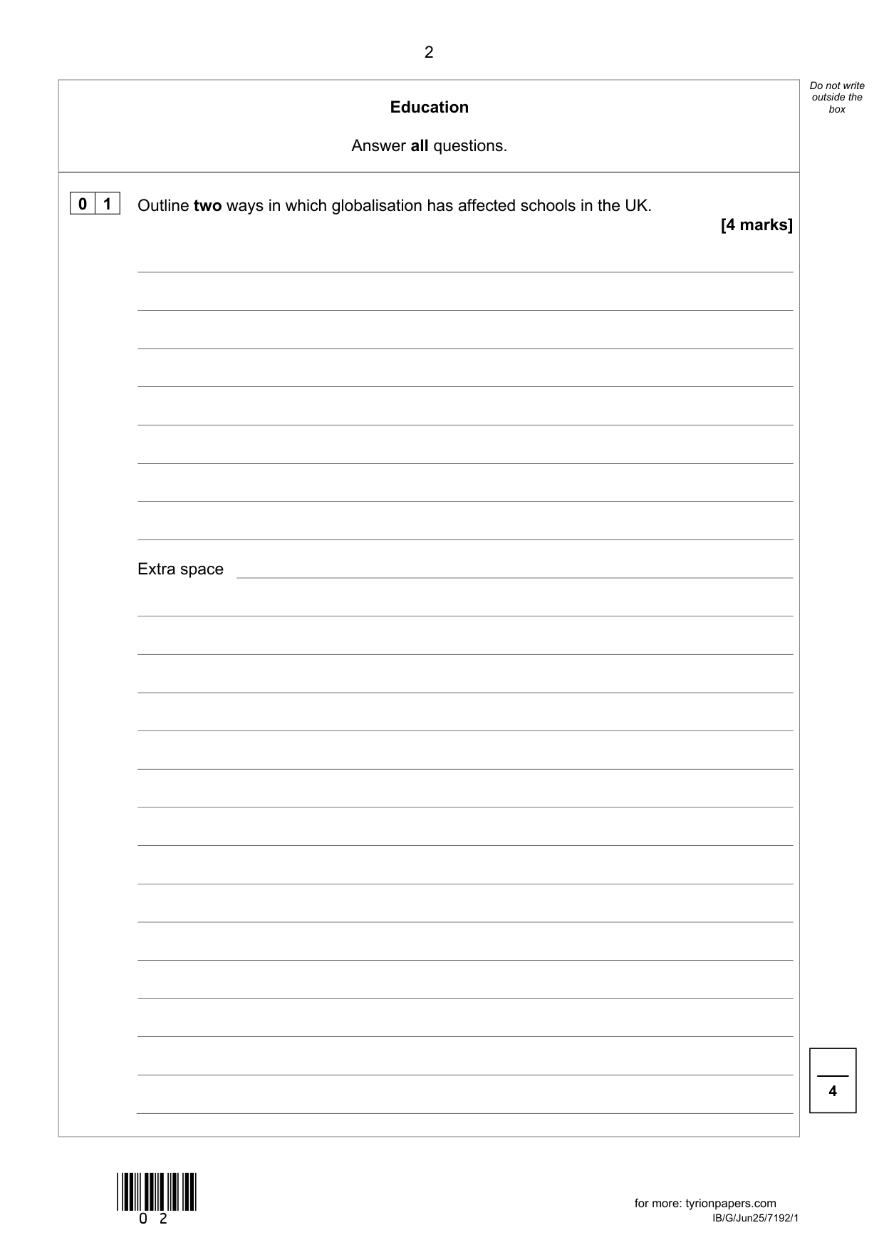 AQA A Level Sociology Paper 1 2025 Question Paper