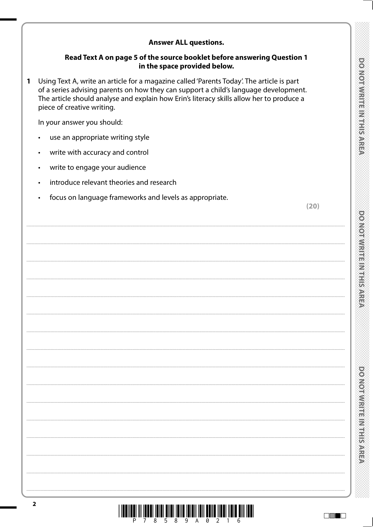 Pearson Edexcel AS English Language Paper 2 2025 QP