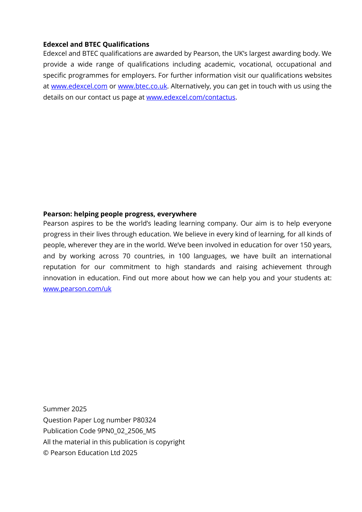 Pearson Edexcel A Level Persian 2025 Paper 2 Mark Scheme PDF