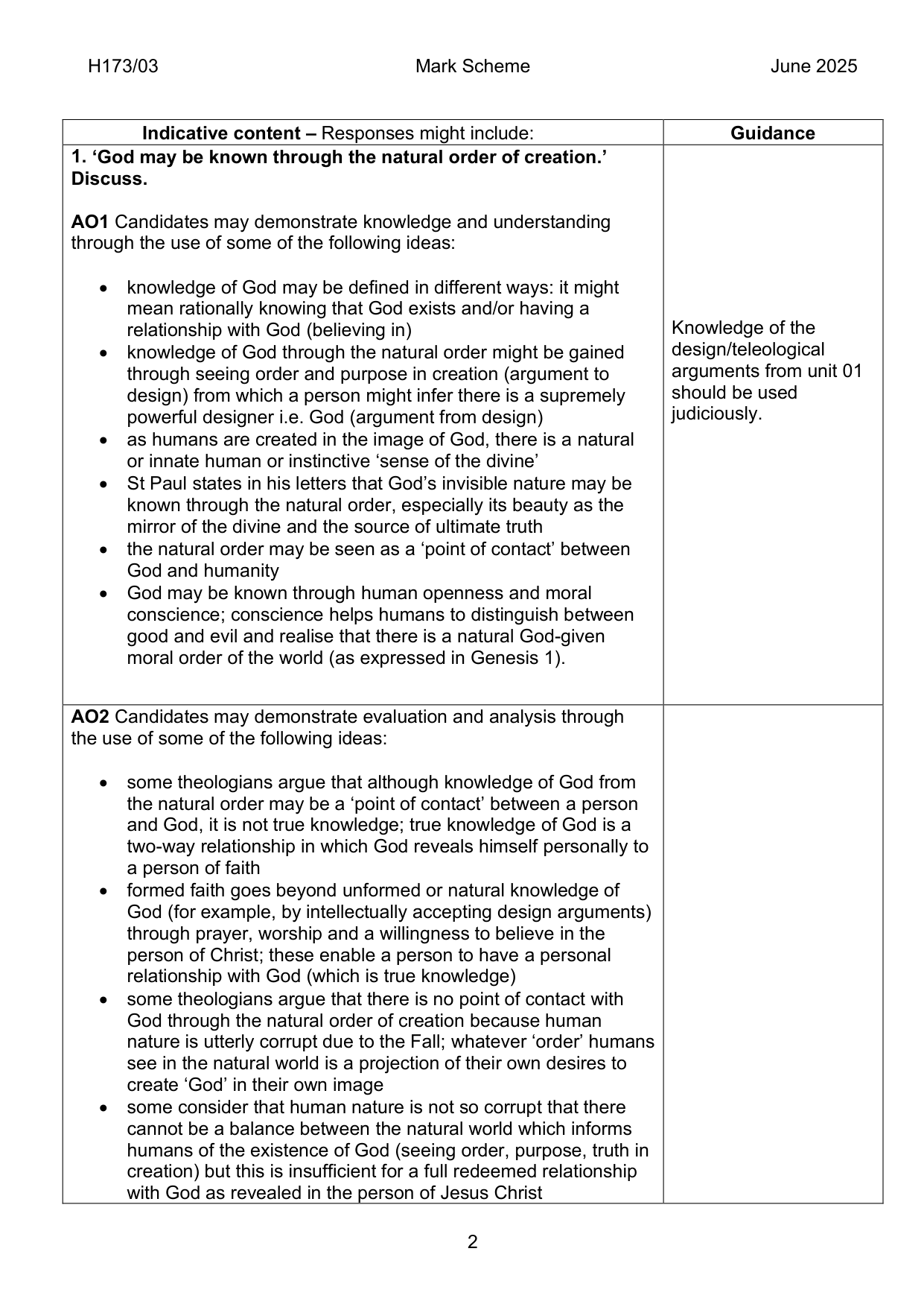 OCR AS Religious Studies Paper 3 2025 Mark Scheme IMG-3