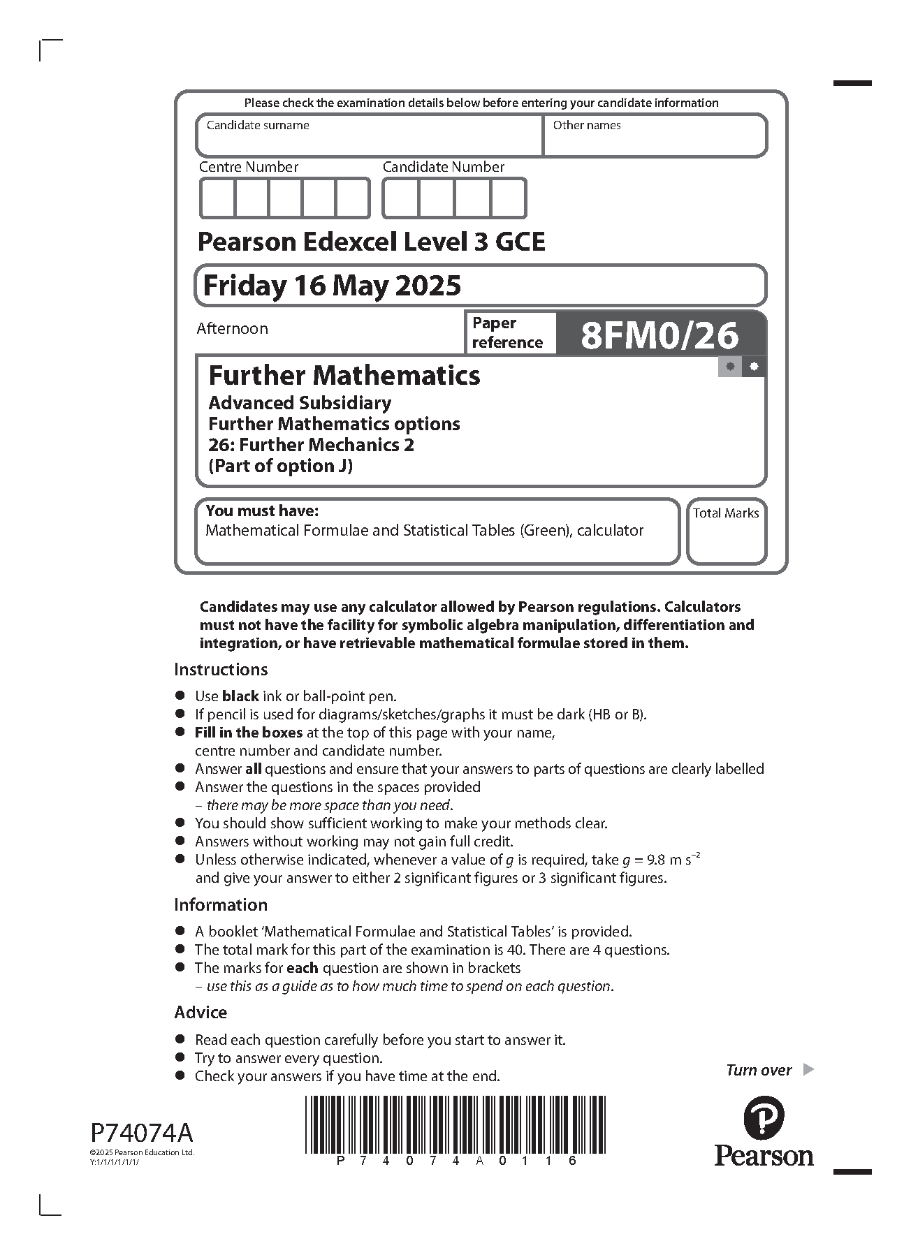 Pearson Edexcel AS Further Mathematics Paper 26 2025 QP IMG-1