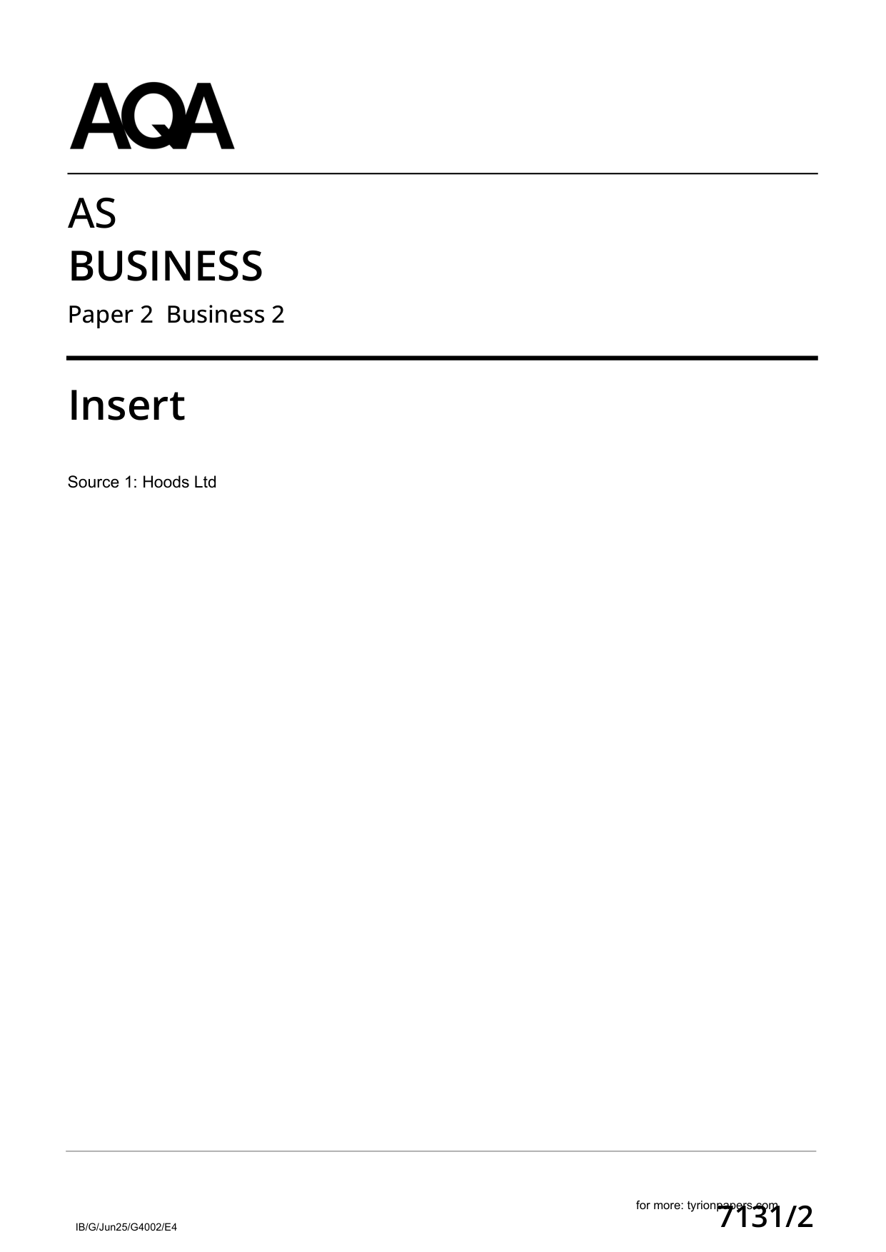 AQA AS Business  Paper 2  2025 Insert