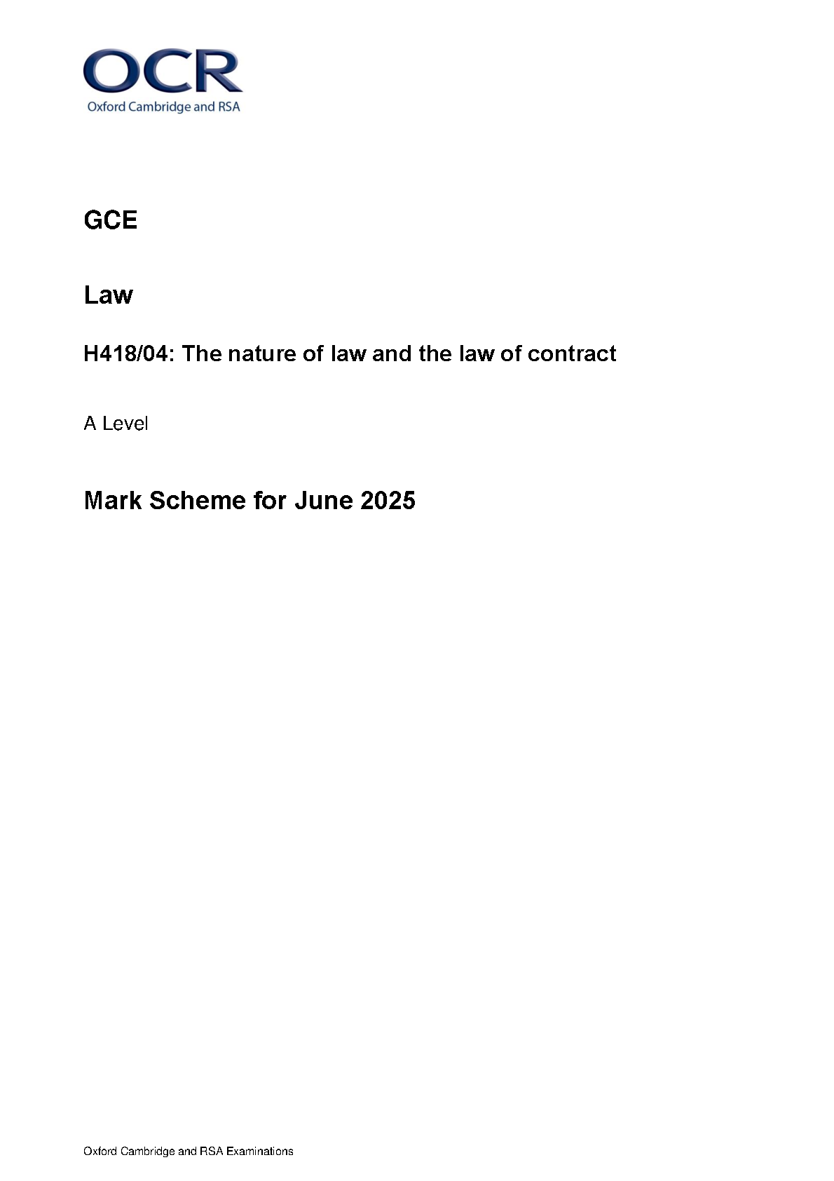OCR A Level Law Paper 4 2025 Mark Scheme PDF IMG-1