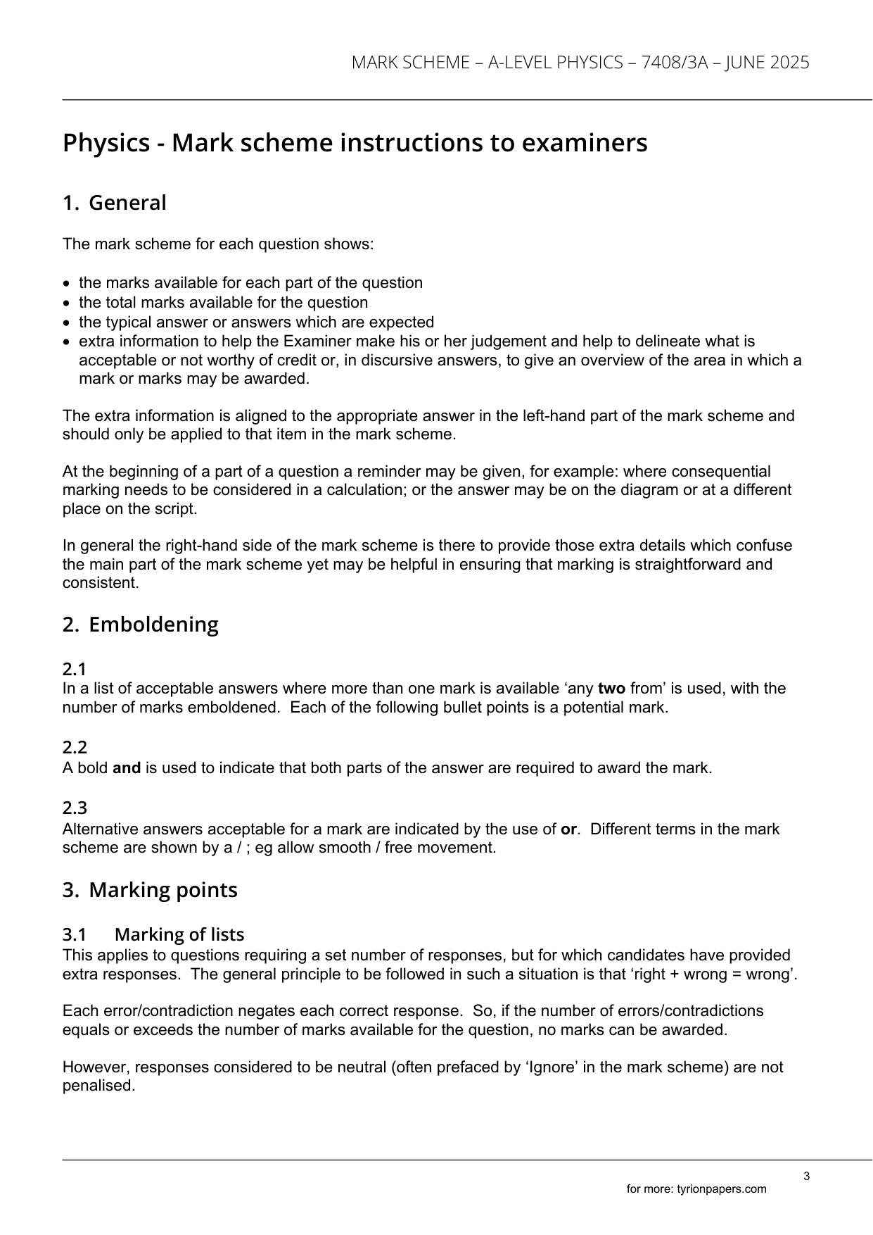 AQA A Level Physics Paper 3A 2025 Mark Scheme IMG-3