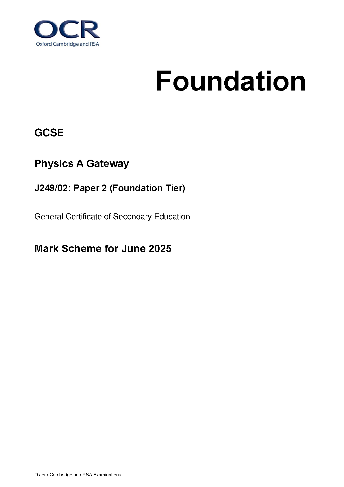 OCR GCSE Physics Paper 2  2025 Mark Scheme IMG-1