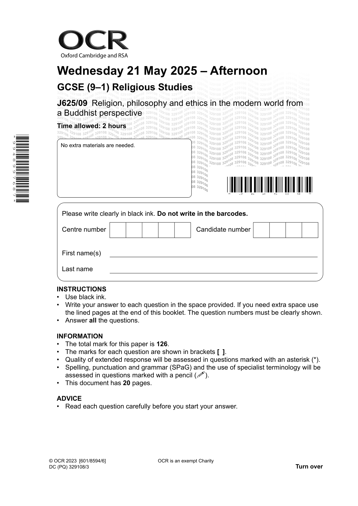 OCR GCSE Religious Studies Paper 9 2025 QP PDF