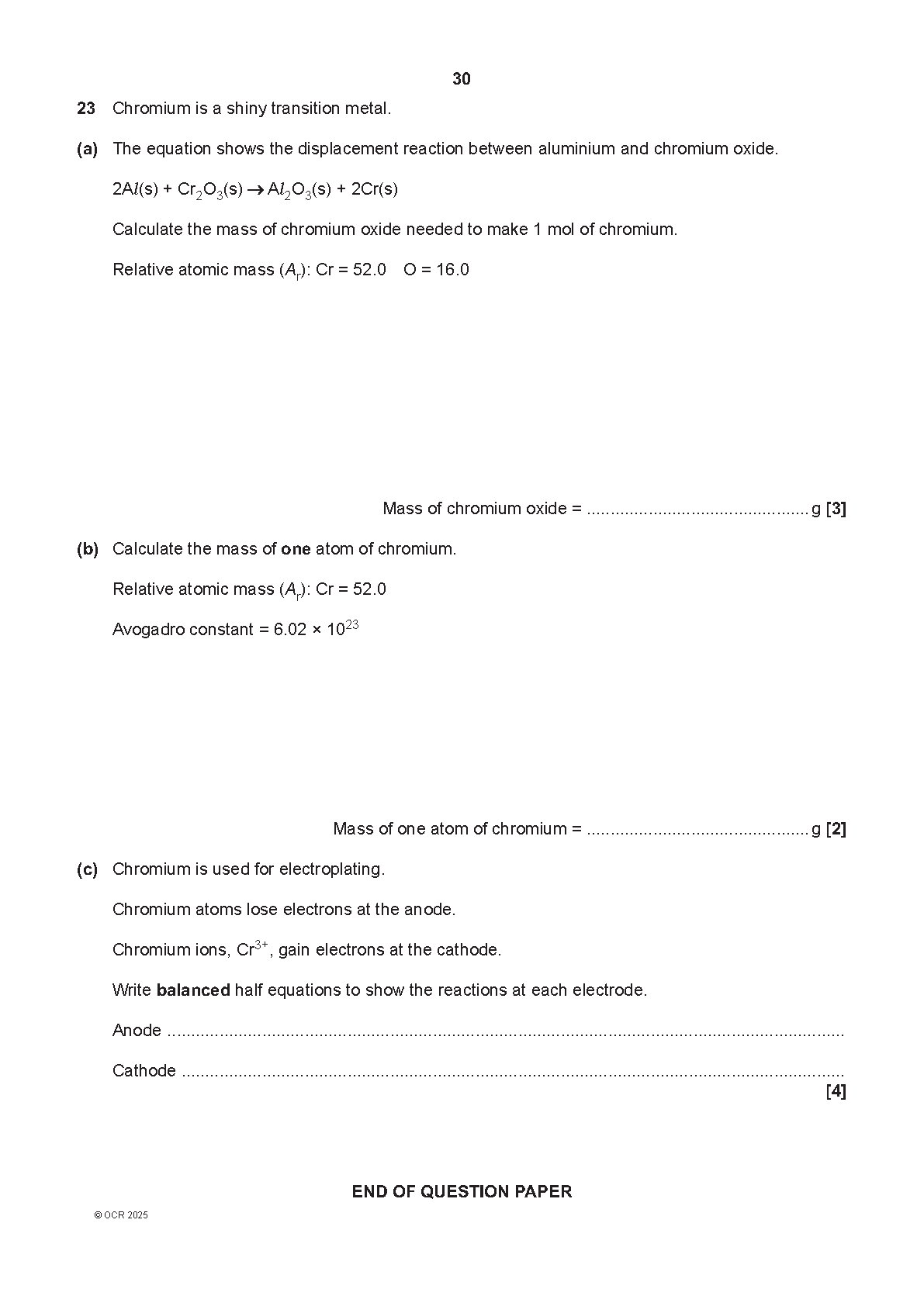 OCR GCSE Chemistry Paper 3 2025 Question Paper IMG-1