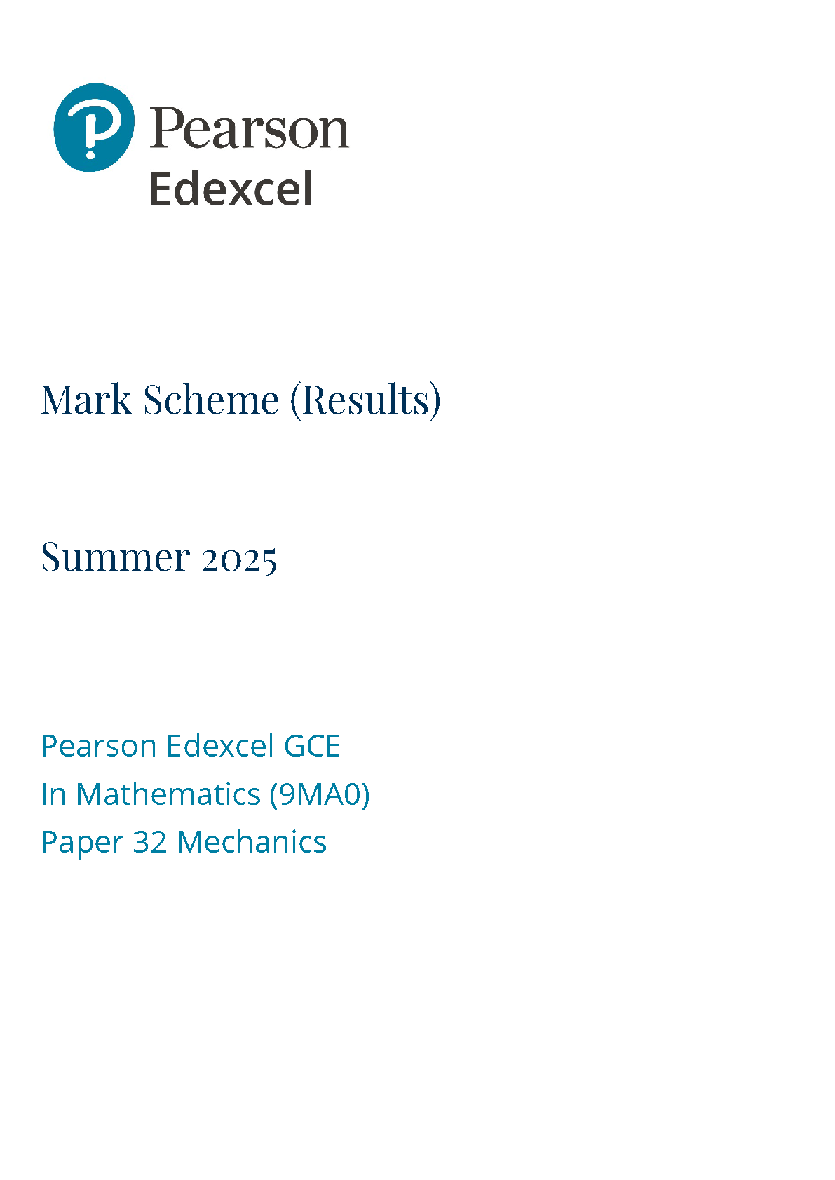 Pearson Edexcel A Level Mathematics Paper 32 2025 Ms IMG-1
