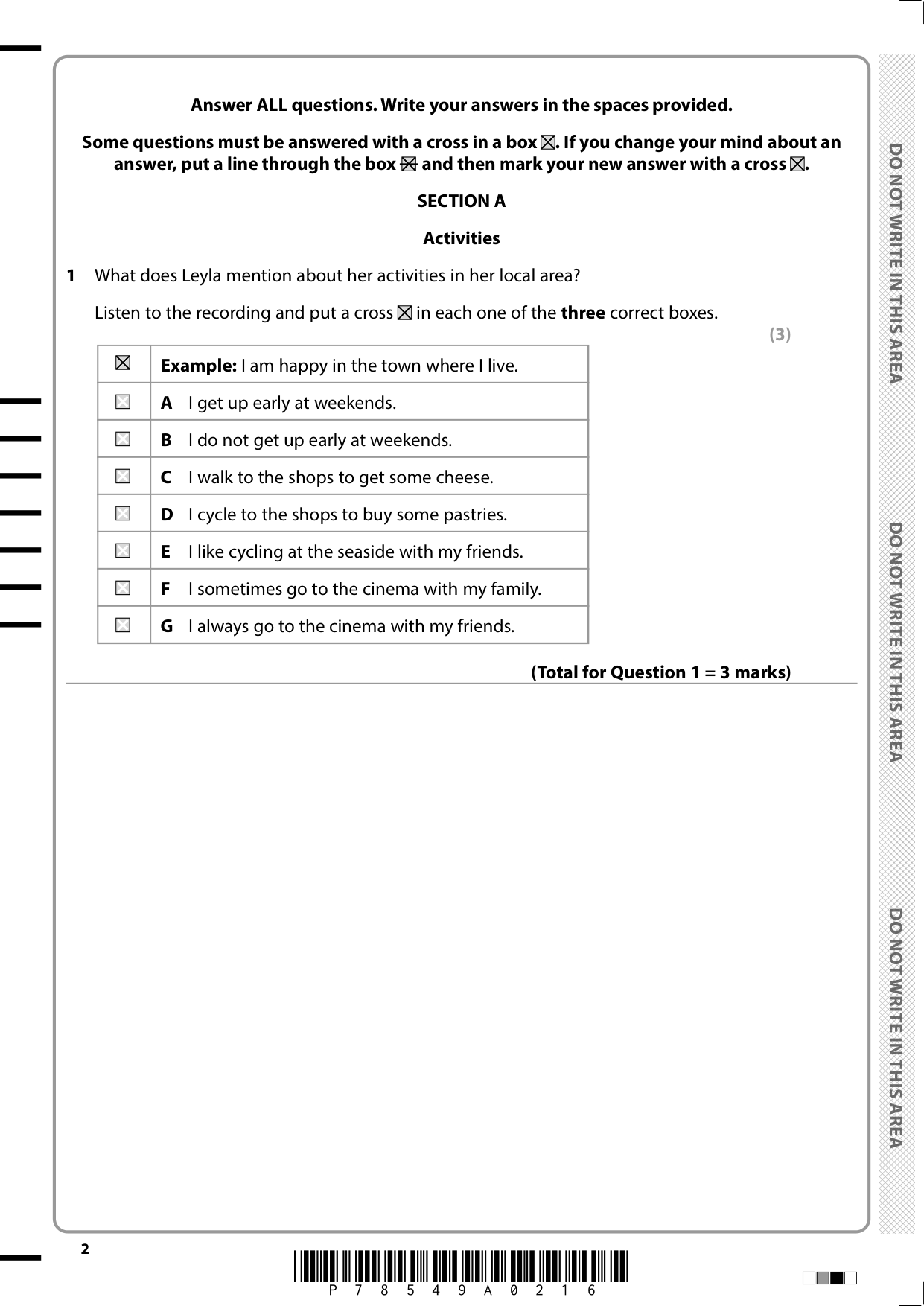 Pearson Edexcel GCSE Turkish Paper 1F 2025 Question Paper